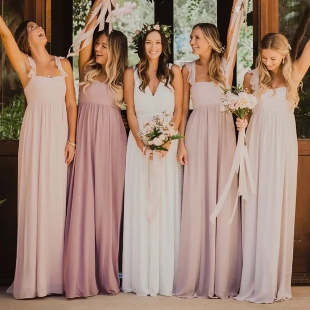 SHOW ME YOUR MUMU DUSTY PINK BLUSH JUNE MAXI BRIDESMAID WEDDING BRIDE DRESS SZ M
